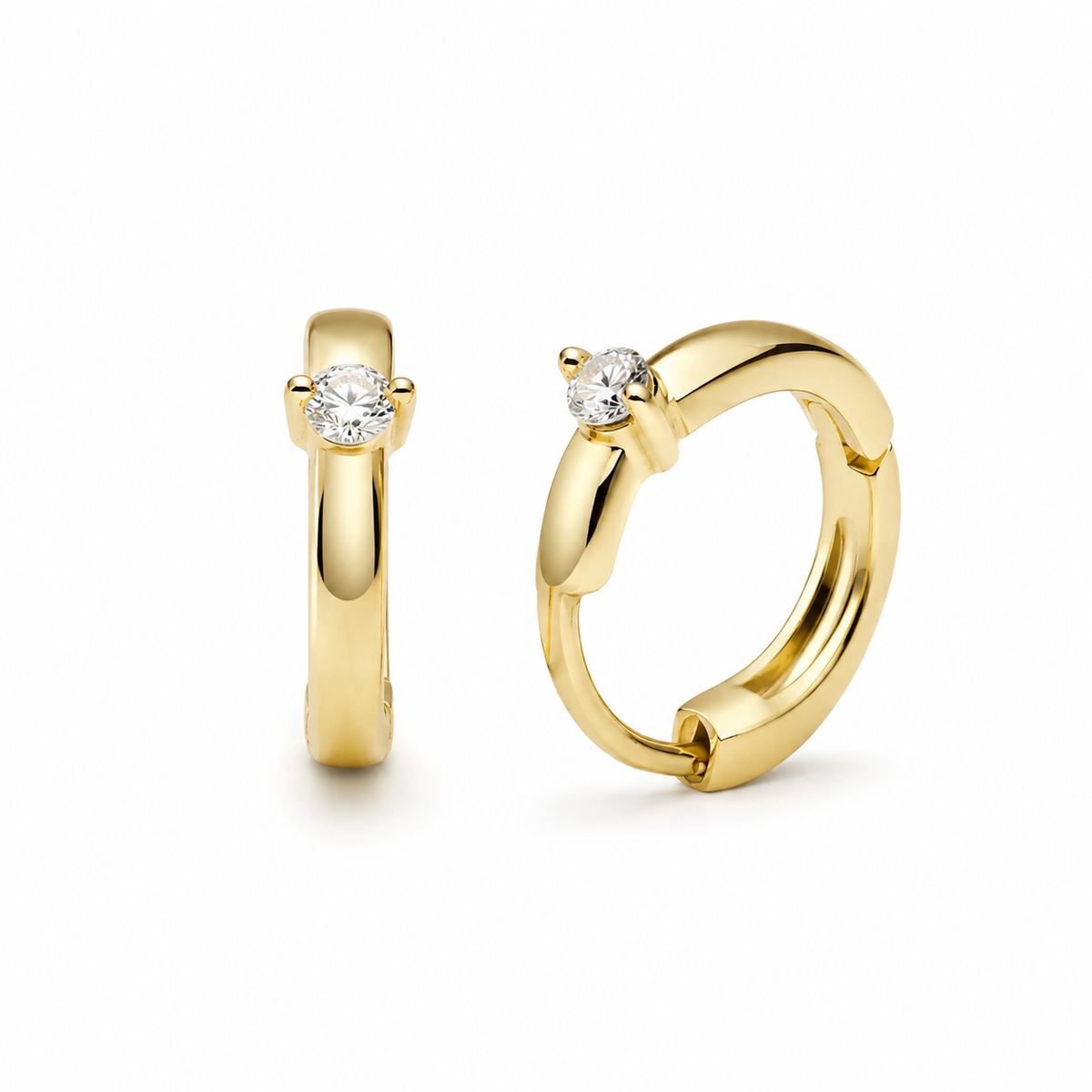 Veron Solitaire Gold-Huggie-Creolen
