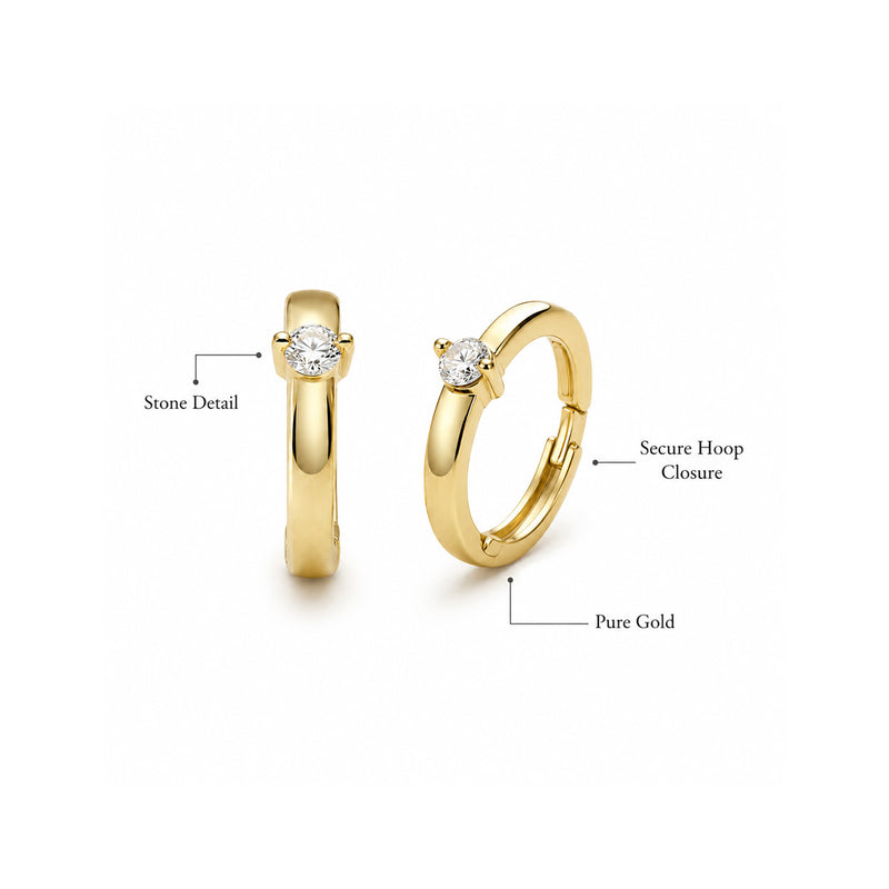 Veron Solitaire Gold-Huggie-Creolen